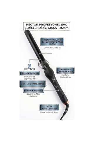 Hector Profesyonel Saç Şekillendirici Maşa 25 Mm