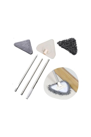 Zmc Bilişim Teleskopik Saplı 150 Cm Üçgen Mop Cam Duvar Tavan Fayans Parke Temizleyici Mop