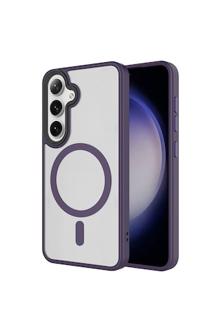 Maks Technology Galaxy Uyumlu S24 Fe Kılıf Sert Pc Arka Yüzey Wireless Şarj Özellikli Mkst Flet M-safe Kapak - Siyah