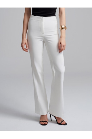 Dilvin 72641 Çan Paça Pantolon-beyaz Beyaz
