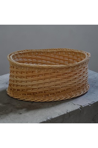 Handanrattan El Örgüsü Doğal Rattan Oval Düzenleyici Sepet 20x40x18 Cm