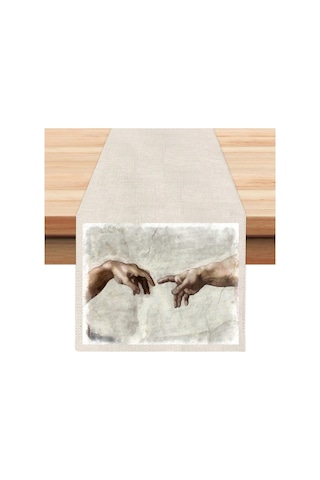 Kavuşamayan Eller Runner, Runer, Masa Örtüsü, Sofranıza Zarafet Katın Runner, Masa Örtüsü Krem