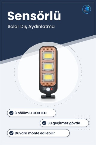Solar Dış Mekan Aydınlatma Hareket Sensörlü Güneş Enerjili Duvara