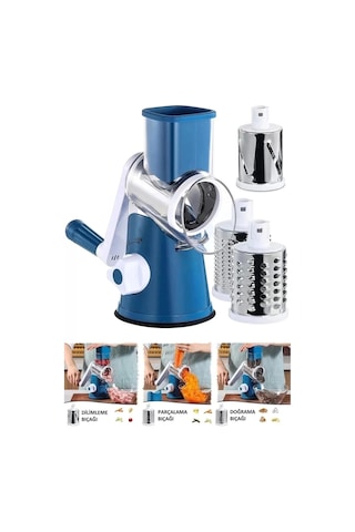 3 Bıçaklı Kollu Değirmen Sebze Meyve Peynir Fındık Dilimleyici Doğrayıcı Öğütücü Rende Seti
