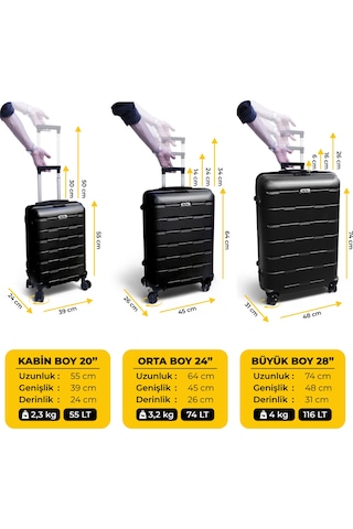 Biggdesign Moods Up 3'lü Valiz Seti, Tsa Kilitli, Abs Gövde, Siyah