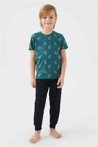 Armetti Erkek Çocuk Palmiye Ağaçlı Pijama Takım-12638 Yeşil