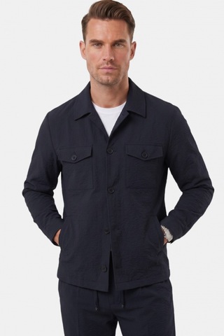 Deep Sea Deepsea Lacivert Slim Fit Gofre Dokulu Yazlık Spor Takım Elbise Yarım Astarlı Likralı 2 Li Kombin 2604007