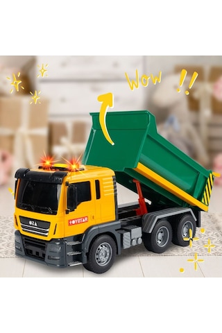 Sesli Işıklı Pilli Damperli Oyuncak Harfiyat Kamyonu