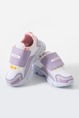 Adımist Çocuk Unisex Rahat Ortopedik Taban Cırtlı Hafif Sneaker Spor Ayakkabı Lento Cırtlı Lila - Beyaz