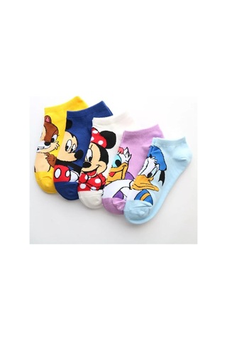 Worthy Socks 5 Çift Kadın Karikatürlü Pamuklu Moda Patik Çorap Çok Renkli