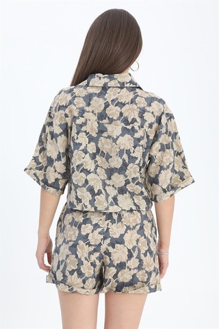 Gömlek Baskılı Kolu Duble Katlamalı - Lacivert-lacivert Lacivert