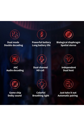 M28 Gerçek Kablosuz Stereo Kulaklıklar 2000mah Bt 5.1 Oyun Kulaklıkları 65ms Oyun Modu/güç Gösterimi Gürültü Engelleme Mikrofonlu Kulaklıklar