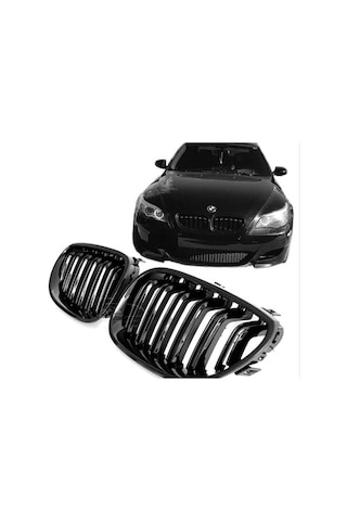 Bmw E60 M5 2003 - 2009 Ön Böbrek Panjur Piano Black Çift Tırnak