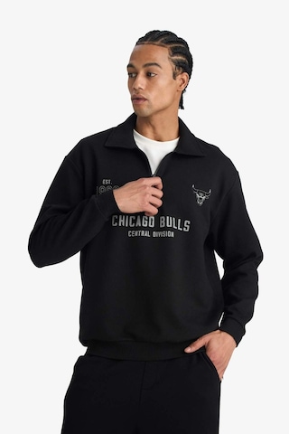 Defacto Nba Chicago Bulls Relax Fit Polo Yaka Jakarlı Sweatshirt F5859ax25wnbk81 Siyah-bk81