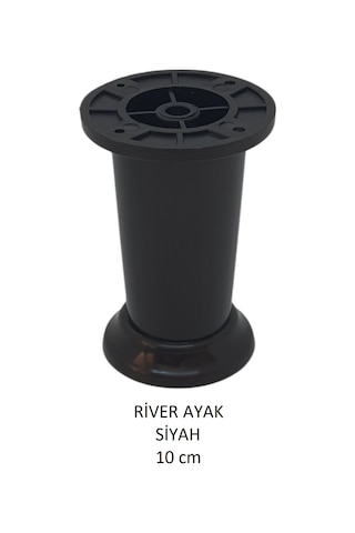River Ayak, Plastik Mobilya Ayağı, 10 Cm, Vidalar Dahil, Siyah Siyah
