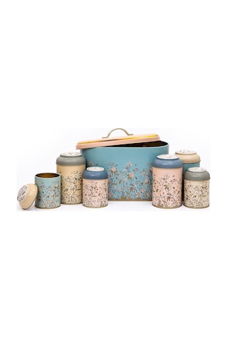 Erb01u2 Oval Ekmek Kutusu 7 Li Set, Botanica Desenli