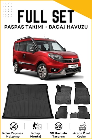 Fiat Doblo 2015 Model Birebir Uyumlu Bagaj Havuzu+paspas Seti