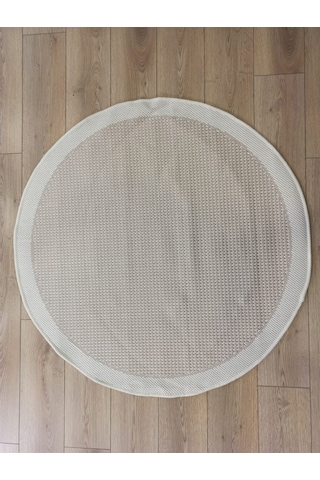 Çam Halı Sisal 9427 Krem / Bej Bordürlü Daire Jüt Sisal Kilim - 160x160