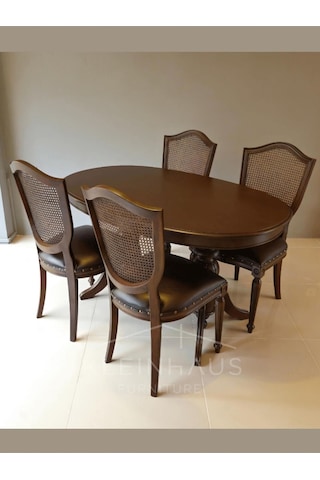 Elegansia Masa Yemek Takımı, 4 Sandalyeli Masa Takımı, Değiştirilebilir Renk Ve Kumaş Ceviz
