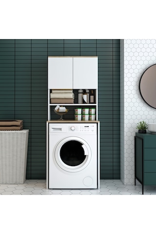 Nur Mobilya Çamaşır Makinası Dolabı Beyaz