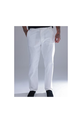 Blayn Jeans Erkek Siyah Keten Pantolon Beli Lastikli Rahat Kalıp Yazlık Boru Paça Günlük Pantolon Beyaz