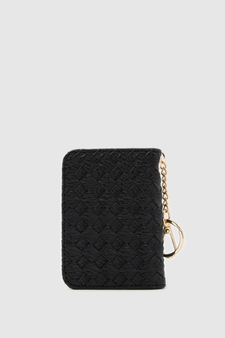 Shule Bags Wowen Örgü Deri Charm Kartlık Siyah