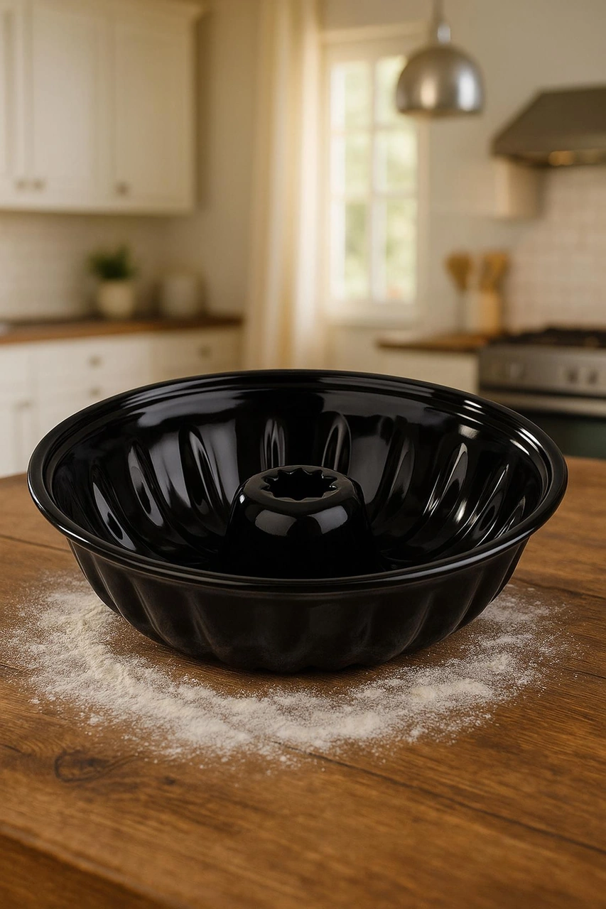 Yuvarlak Emaye Kek Kalıbı 28 Cm Fırın Pasta Tart Ekmek Kalıbı Siyah