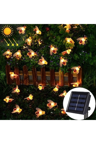 Cbtx Bahçe Aydınlatma 6.5m 30 Leds Arı Güneş Enerjili Sıcak Beyaz Açık Bahçe Dekoratif Dize Işık Peri Lambası 100ma / 1.2v Güneş Paneli