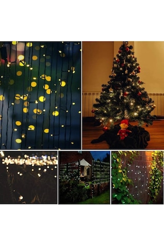 Sge Teknoloji Güneş Enerjili 100 Led 12 Metre Sarı Renk Bahçe Ayd Çok Renkli