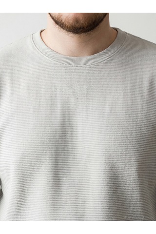 Lcw Eco Gri Bisiklet Yaka Uzun Kollu Dokulu Erkek Sweatshirt