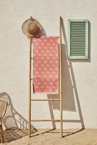 Mercan & Bej Cherry %100 Pamuklu Plaj Havlusu 70x140 Cm