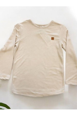 Nanica Kids Erkek Çocuk İnce Yumuşak Dokulu Uzun Kollu T-shirt-14646 Bej