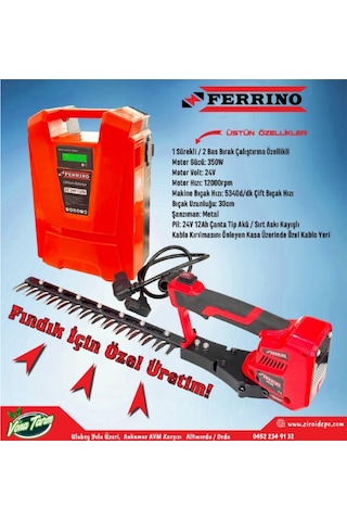 Ferrino Akülü Fındık Filiz Işkın Alma Ve Çay Toplama Makinesi 24v 12ah