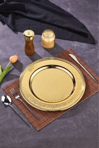 Cooker Lüx Model Metal Sunumluk Supla 33 Cm Sarı