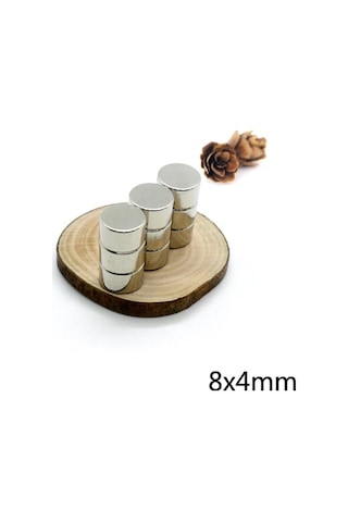 10 Adet Çap 8Mm X Kalınlık 4Mm Yuvarlak Güçlü Neodyum Mıknatıs N11.2419