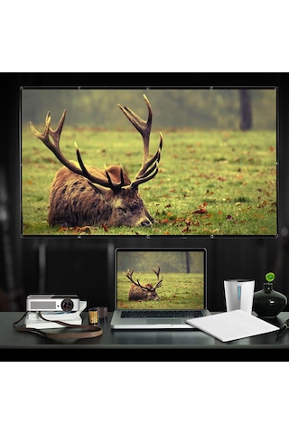 Suofeng 70 İnç 16:9 Portable Katlanabilir Projektör Perdesi, 100% Poliester, Ev Ve Dış Mekan Kullanıma Uygun, İz Olmayan Yumuşak Perde