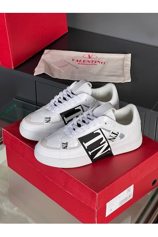 Favorispor Valentino Garavani Vl7n Logolu Bantlı Beyaz Deri Sneaker Beyaz Siyah