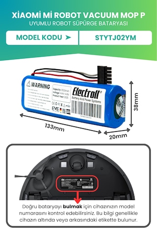 Xiaomi Mi Robot Vacuum Mop P Uyumlu Batarya 3500mah