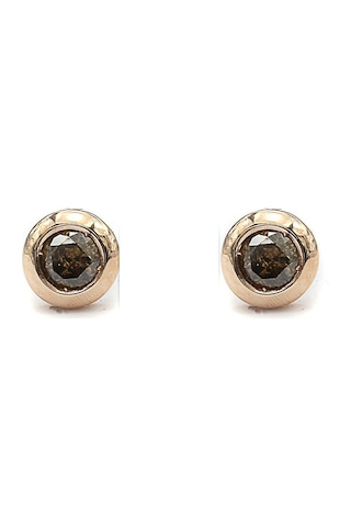 0.30 Karat Brown Pırlanta Rose Altın Küpe 18 Ayar