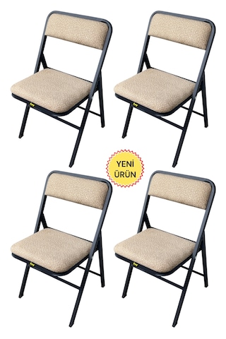 Hey 4'lü Katlanır Kamp Sandalyesi Piknik Sandalyesi Kahverengi