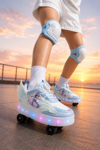 Muggo Wıngs Çocuk Kanat Detaylı Işıklı Patenli Tekerlekli Sneaker Spor Ayakkabı Mavi