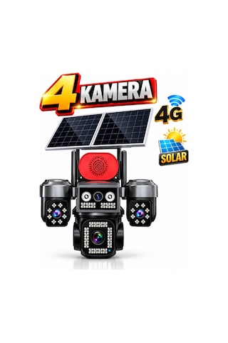 Hieasy 84-gz 8mp 4 Kamera 4g Solar Sim Ptz Sesli Akıllı Hibrit Zoom Güvenlik Kamera 7/24 Koruma