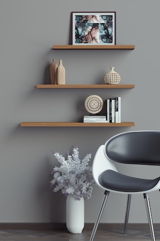 Yankı-BYEG 3lü 40 cm 50 cm 60 cm Safir Meşe Mdf Uçan Duvar Rafı Kitaplık