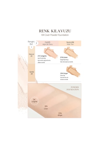 Hafif Yapılı, Pürüzsüz Mat Bitişli Pudra Fondöten Clıo Kill Cover Powder Foundation 21c Lingerie 21