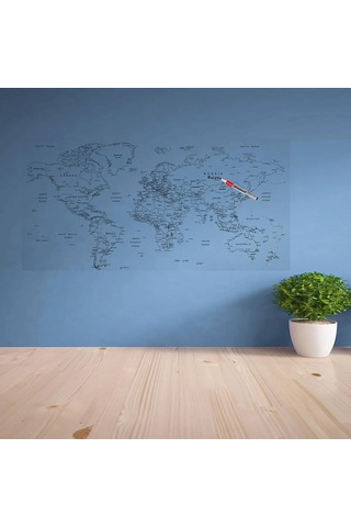 Stickerı 110 X 56 Cm Yazılabilir Dünya Haritası Manyetik Duvar