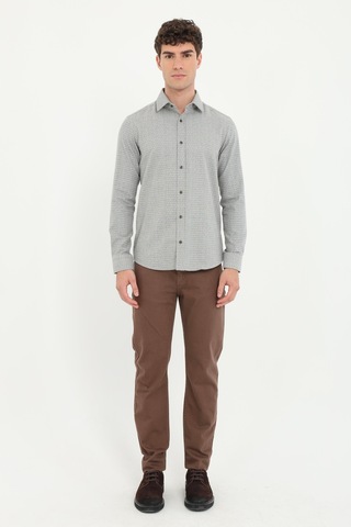 Dufy Erkek Slim Fit Uzun Kol Kahve Gömlek-18724