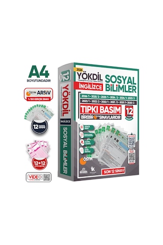 2026 YÖKDİL İngilizce SOSYAL BİLİMLER ÖSYM Çıkmış Soru Tıpkı Basım Deneme Paketi 12li Türkiye Geneli
