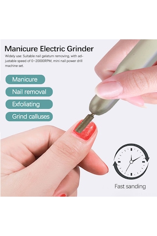 Xindoker Usb Şarjlı Taşınabilir Tırnak Bakım Makinesi - 6 Uçlu Ayarlanabilir Hız