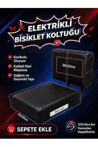 Skyjet Arka Deri Koltuk,elektrikli Bisiklet Deri Koltuk, Motosiklet Deri Koltuk, Arka Sele Çocuk Deri Koltuk Seti Siyah