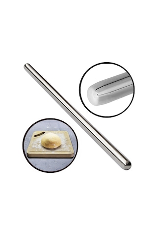 80cm Çelik Oklava 304 Kalite Paslanmaz Çelik Krom Metal Hamur Börek Baklava Yufka Açma Oklavası
